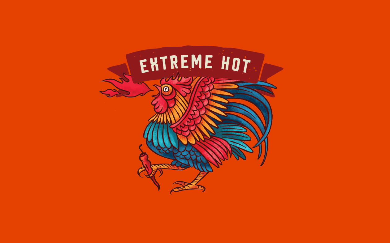 這款辣椒醬用噴火的公雞做為核心視覺(jué)(圖2)