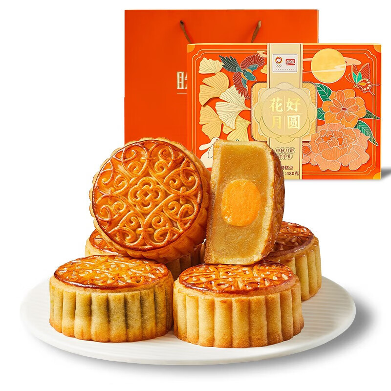 PANPAN FOODS 盼盼 花好月圓禮盒 水果多口味 480g 6枚裝包裝禮盒產(chǎn)品包裝創(chuàng)意設(shè)計(jì)欣賞(圖1)