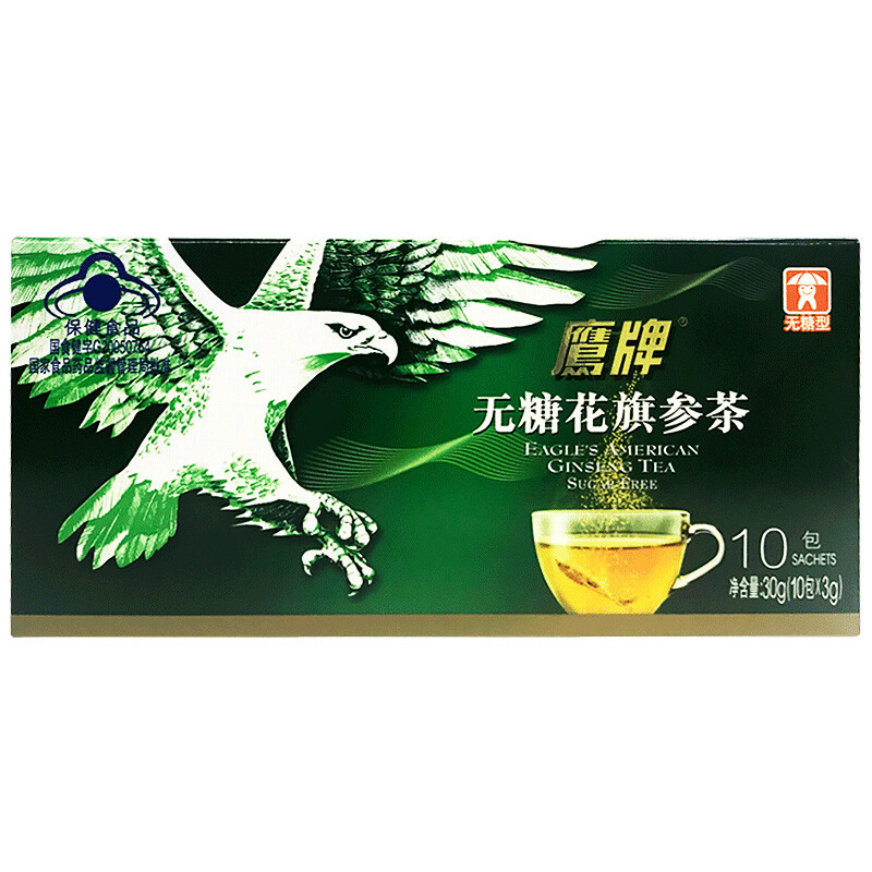 HAWKS 鷹牌 無糖花旗參茶 3g*10袋保健產(chǎn)品包裝創(chuàng)意設(shè)計(jì)欣賞(圖1)