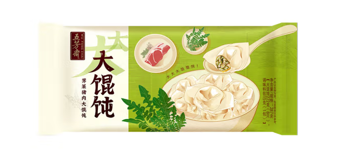 速凍薺菜豬肉大餛飩包裝設(shè)計(jì)作品欣賞(圖1)